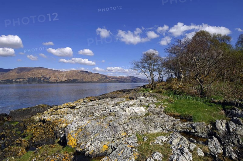 A fine autumnal day along Loch Linnhe near Fort William, with the distant Ardgour hills, Lochaber, Scottish Highlands