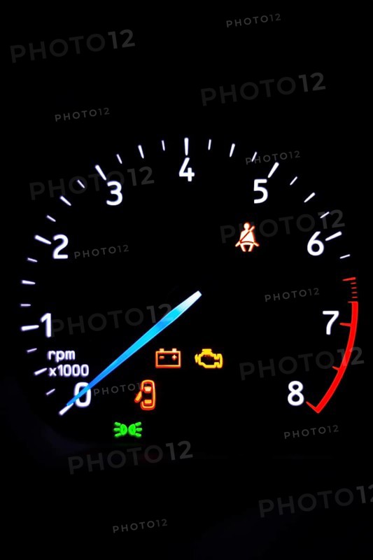 Speedometer of a car on black background, Concept of automobile speed