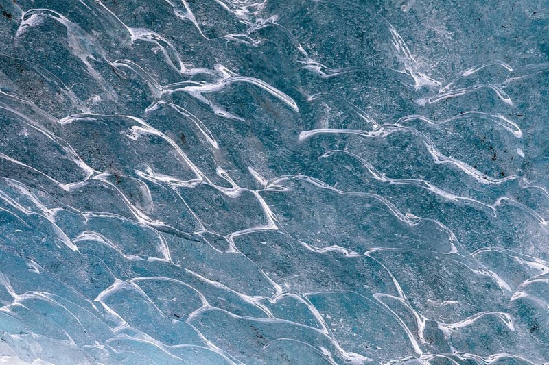 Ice structure of a glacier cave, winter, Morteratsch glacier, Pontresina, Engadin, Grisons, Switzerland, Europe