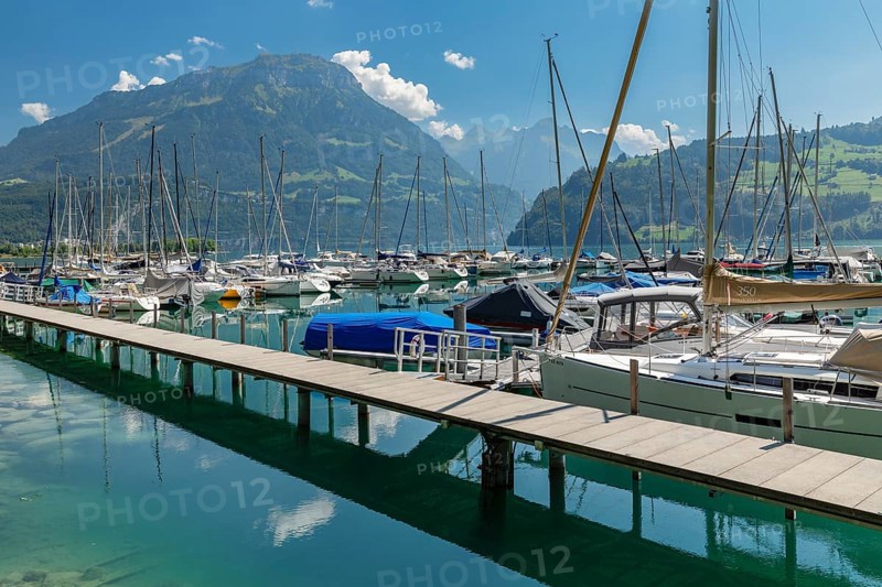 Harbour of Vitznau, Lake Lucerne, Canton of Lucerne, Switzerland, Vitznau, Lake Lucerne, Lucerne, Switzerland, Europe