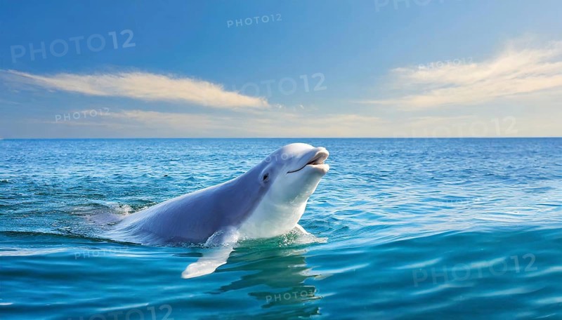 KI generated, animal, animals, mammal, mammals, biotope, habitat, one, individual, foraging, wildlife, beluga, beluga (Delphinapterus leucas) dolphin, dolphin, pilot whale, Arctic, skin bluish-white, cream-coloured, later white, carnivore, dolphin species, dolphin species