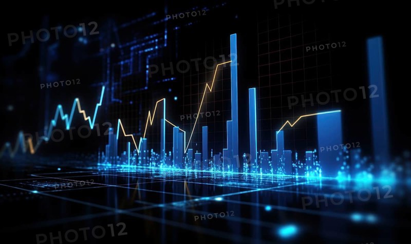 Stock market graph on digital screen. Business and financial concept AI generated