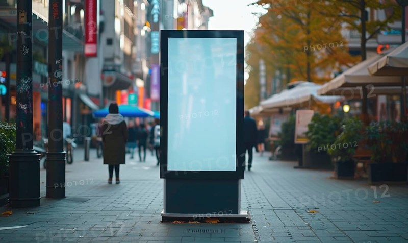 Blank street billboard on city street. Mock up AI generated