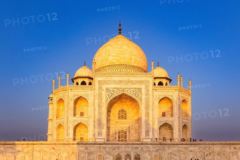 The Taj Mahal at night, illuminated and with a dark background, looks peaceful, Taj Mahal, Agra, India, Asia