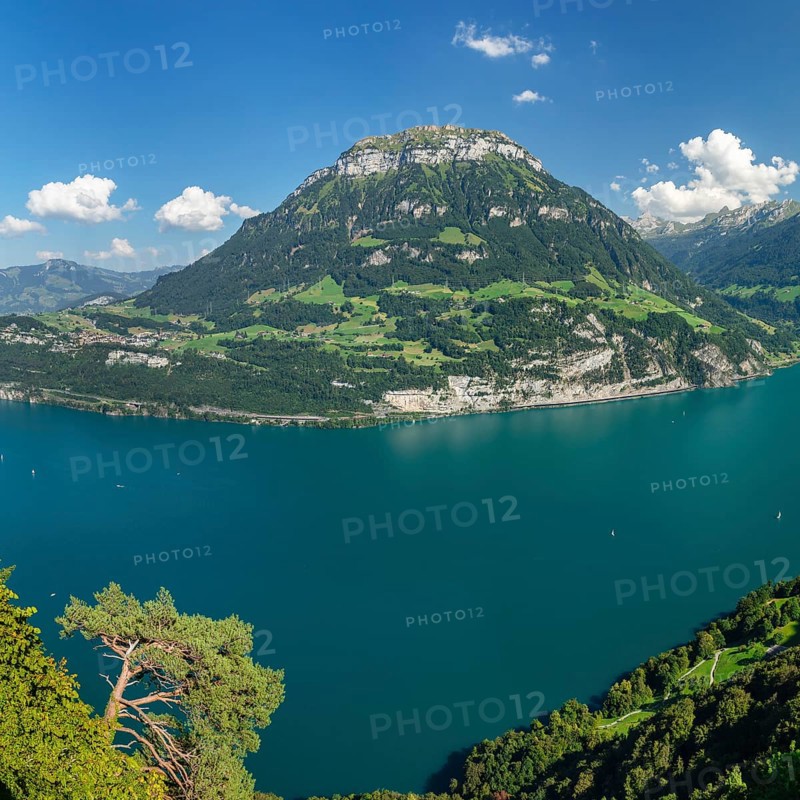 View from Seelisberg over Lake Lucerne to the Fronalpstack, Canton Uri, Switzerland, Seelisberg, Lake Lucerne, Uri, Switzerland, Europe
