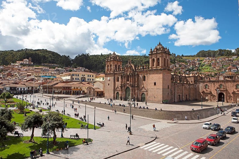Historic Cathedral of Cusco or Cathedral Basilica of the Assumption of the Virgin Mary at Plaza de Armas, Old Town, Cusco, Cusco Province, Peru, South America