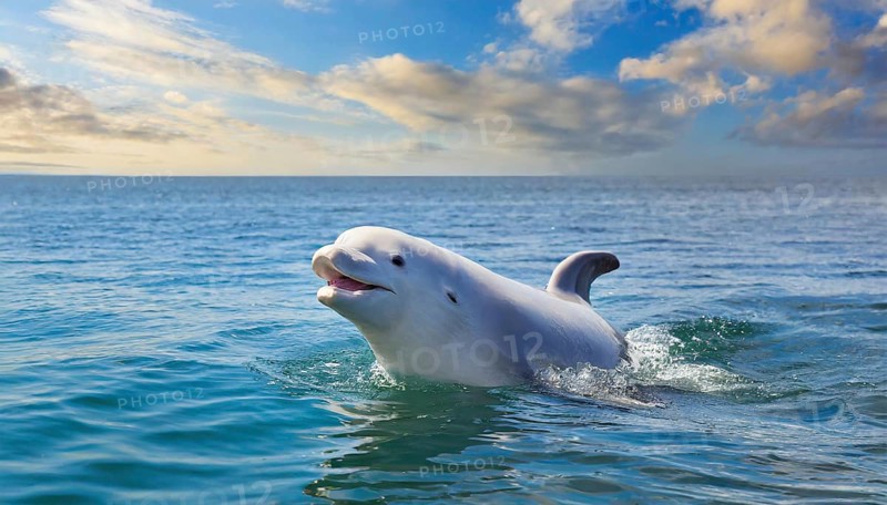KI generated, animal, animals, mammal, mammals, biotope, habitat, one, individual, juvenile, foraging, wildlife, beluga, beluga (Delphinapterus leucas), dolphin, dolphin, pilot whale, Arctic, skin bluish-white, cream-coloured, later white, carnivore, dolphin species, dolphin species