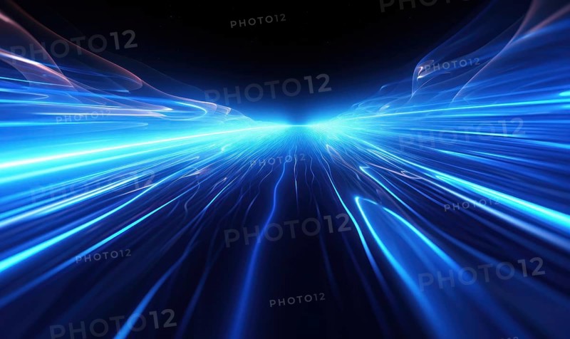 Dynamic blue light streaks glowing and creating a vibrant digital motion effect AI generated