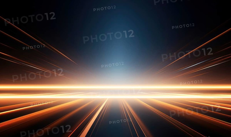 Abstract technology background with blue and red glowing lines and bokeh AI generated