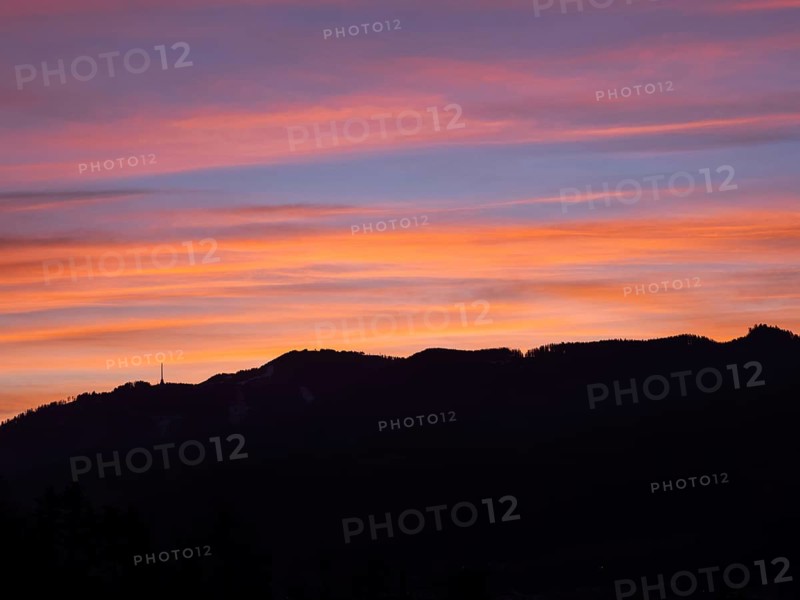 Dawn over the Mugel, Leoben, Styria, Austria, Europe