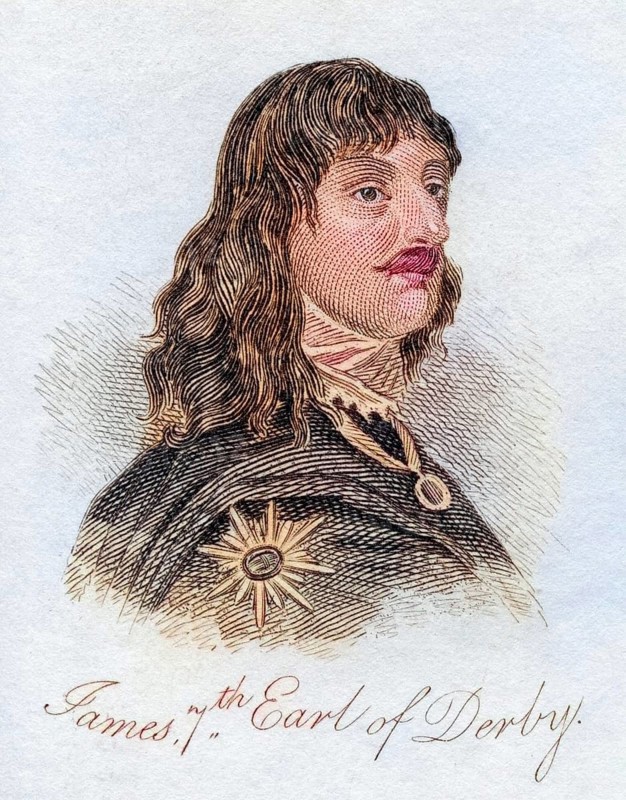 James Stanley 7th Earl of Derby 1607 1651 alias Baron Strange byname Great Earl of Derby Prominent Royalist from the book Crabbs Historical Dictionary from 1825, Historical, digitally restored reproduction from a 19th century original, Record date not stated
