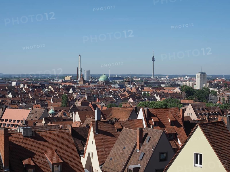 Aerial view of Nuernberg, Germany, Europe