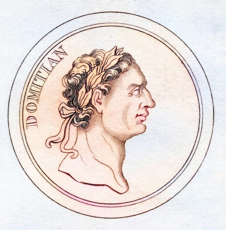 Domitian Titus Flavius Domitianus 51AD, 96AD Roman emperor last of the Flavian dynasty from the book Crabbs Historical Dictionary from 1825, Historical, digitally restored reproduction from a 19th century original, Record date not stated