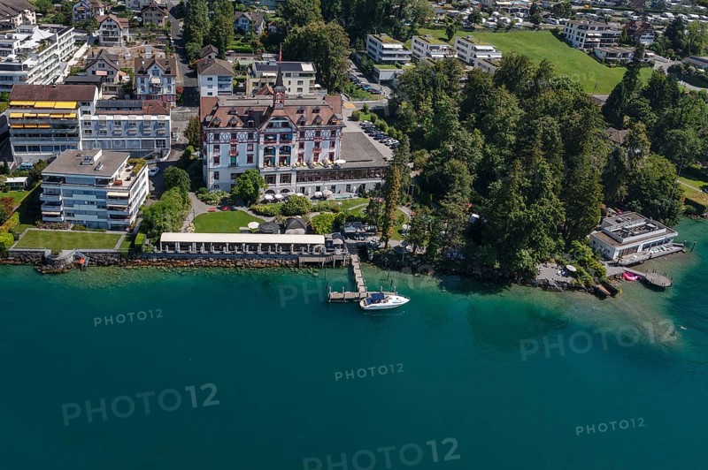 Vitznau with Hotel Vitznauerhof, Lake Lucerne, Canton of Lucerne, Switzerland, Vitznau, Lake Lucerne, Lucerne, Switzerland, Europe