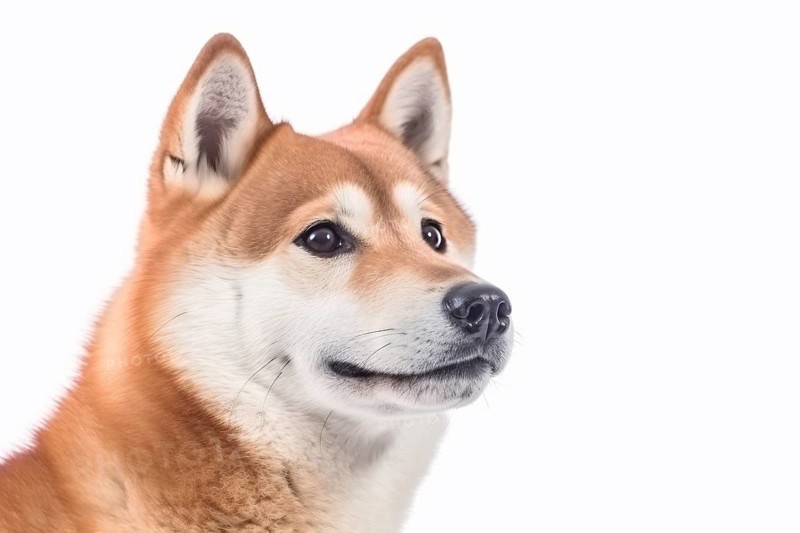 Portrait of Shiba Inu Dog on white background. KI generiert, generiert AI generated