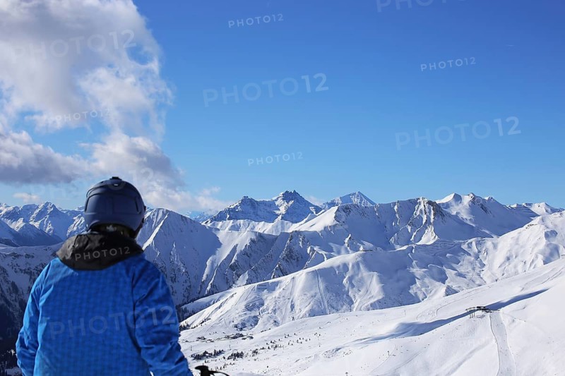 Skier enjoys the view in the Serfaus, Fiss, Ladis ski area