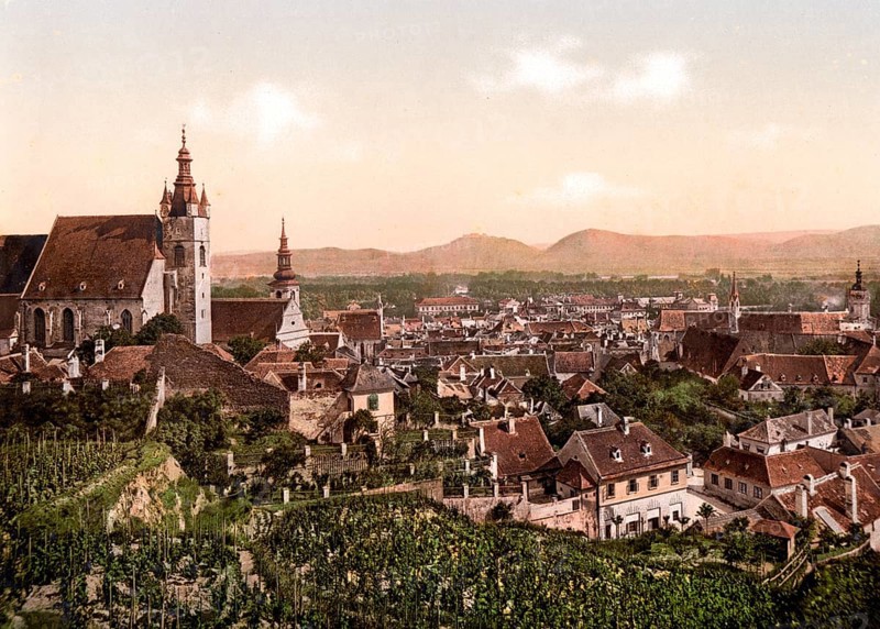 Krems, Lower Austria, Austria, c. 1890, Historic, digitally restored reproduction from a 19th century original Krems, Lower Austria, Austria, c. 1890, Historic, digitally restored reproduction from a 19th century original, Europe