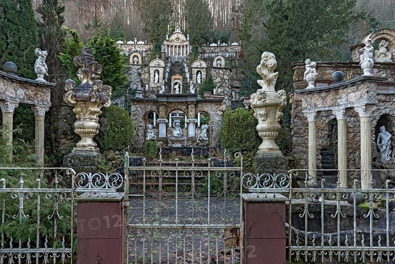 Privately recreated baroque garden on a mountainside, Egloffstein, Upper Franconia, Bavaria, Germany, Europe