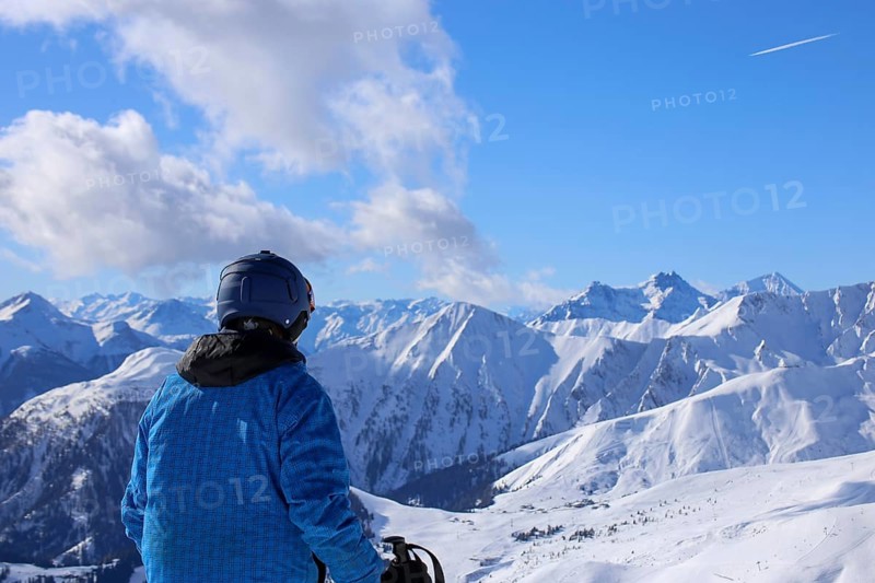 Skier enjoys the view in the Serfaus, Fiss, Ladis ski area