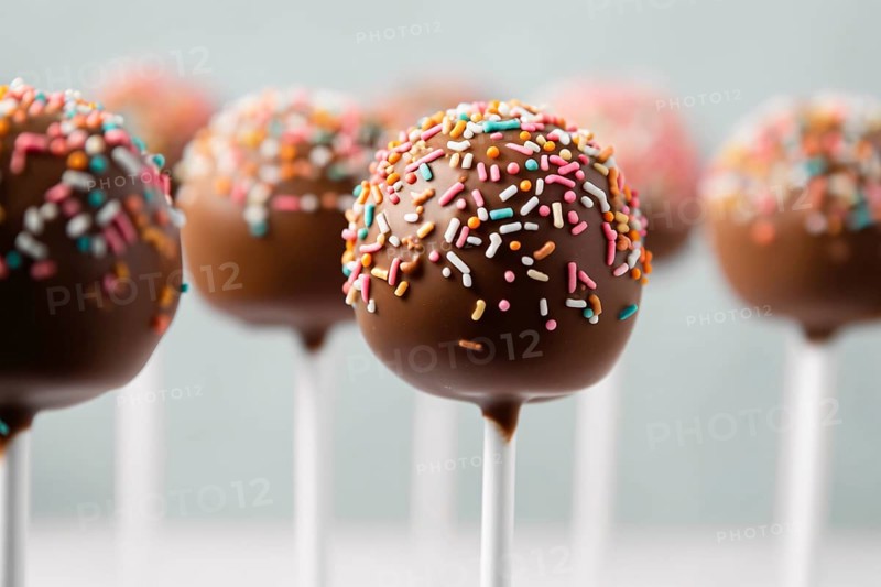 Cakepop sweets with chocolate and colorful sugar sprinkles. KI generiert, generiert AI generated