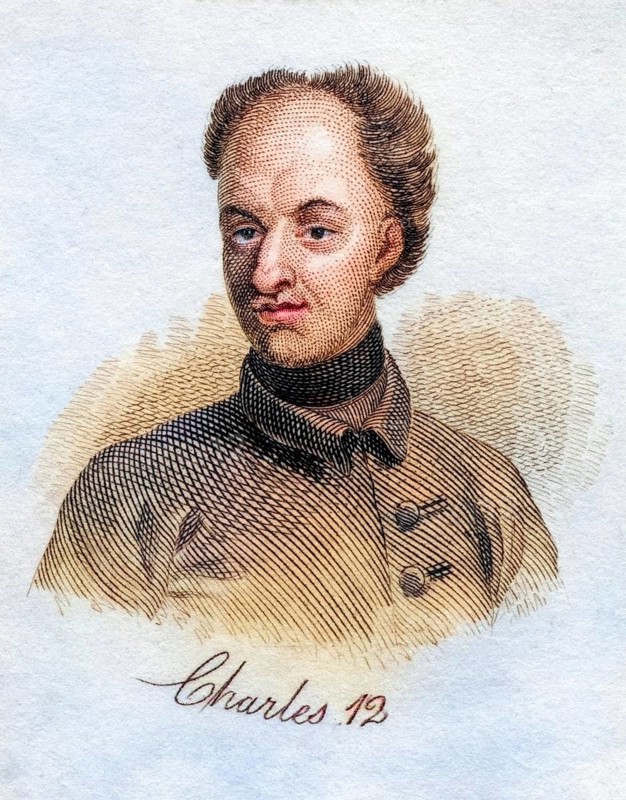 Charles XII. 1682-1718 King of Sweden from the book Crabbs Historical Dictionary from 1825, Historical, digitally restored reproduction from a 19th century original, Record date not stated