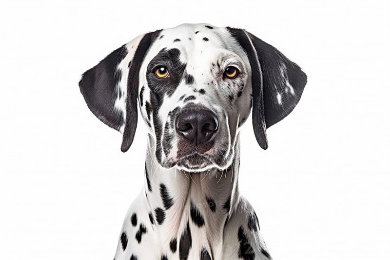 Portrait of Dalmatian dog on white background. KI generiert, generiert AI generated