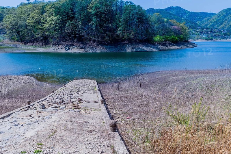 Old dilapidated concrete boat launching ramp at local lake in Yeosu, South Korea, Asia
