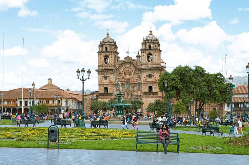Historic Jesuit church Iglesia de la Compania de Jesus at the Plaza de Armas, historic centre, Cusco, Cusco province, Peru, South America
