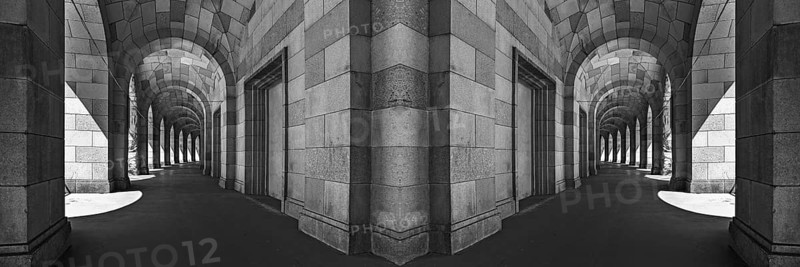 Arcade of the Congress Hall, unfinished National Socialist monumental building on the Nazi Party Rally Grounds, montage, Nuremberg, Middle Franconia, Bavaria, Germany, Europe