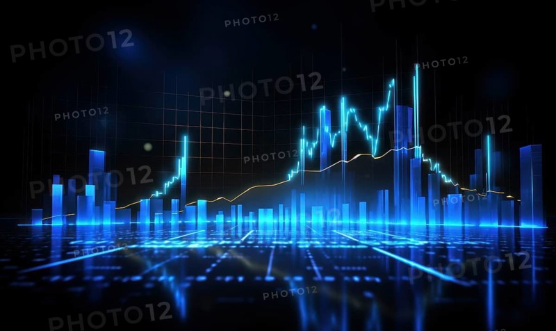Stock market graph on digital screen. Business and financial concept AI generated
