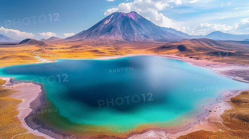 Salt lake for lithium extraction in South America, AI generated