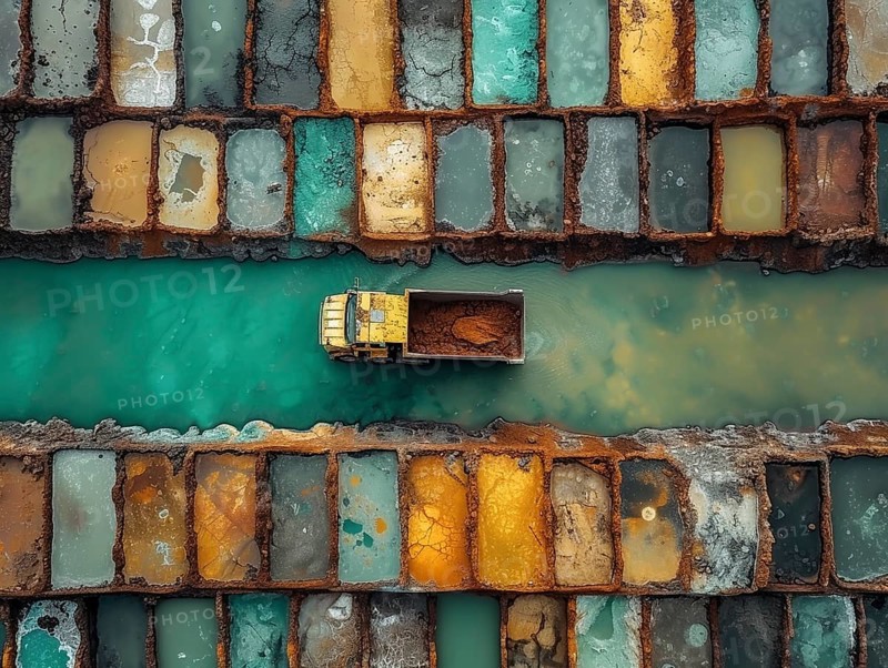 Lithium mining in a white salt lake in South America, AI generated