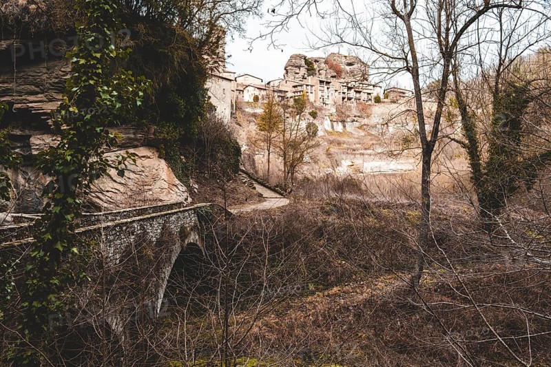 Panoramic of Rupit, one of the best known medieval towns in Catalonia in Spain