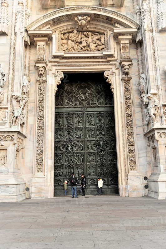 Entrance area, Milan Cathedral, Duomo, start of construction 1386, completion 1858, Milan, Milano, Lombardy, Italy, Europe