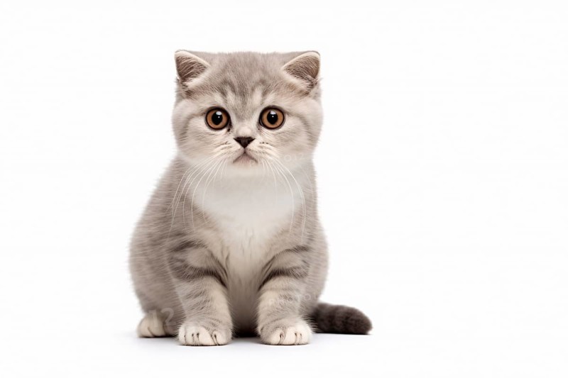 Scottish fold cat on white background. KI generiert, generiert AI generated