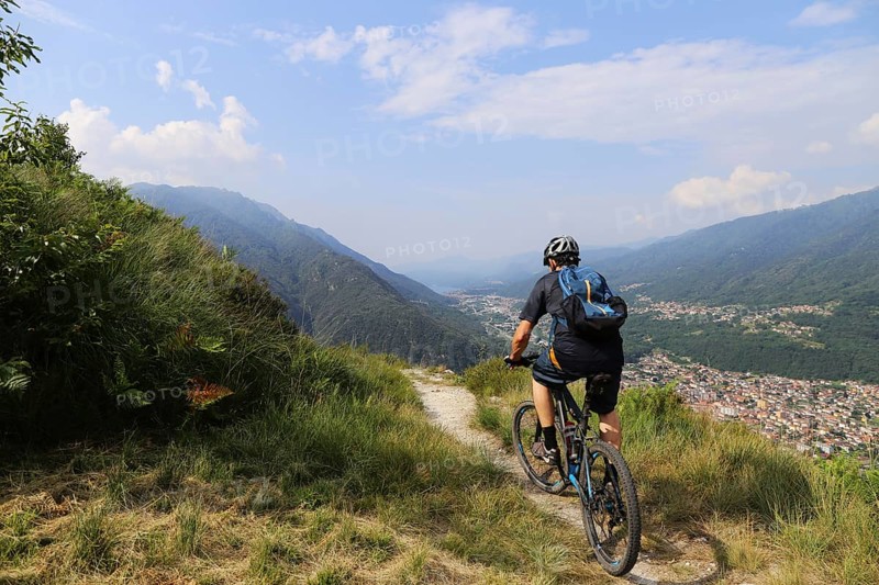 Mountain bikers on a trail in Val Grande near Lake Maggiore