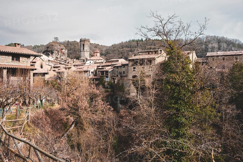 General panorama of the medieval town of Rupit in Catalonia Spain