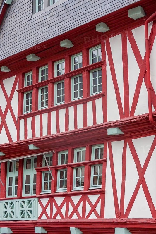 Half-timbered house, half-timbered house facade, historic old town, Morlaix, Departements Finistere, Brittany, France, Europe