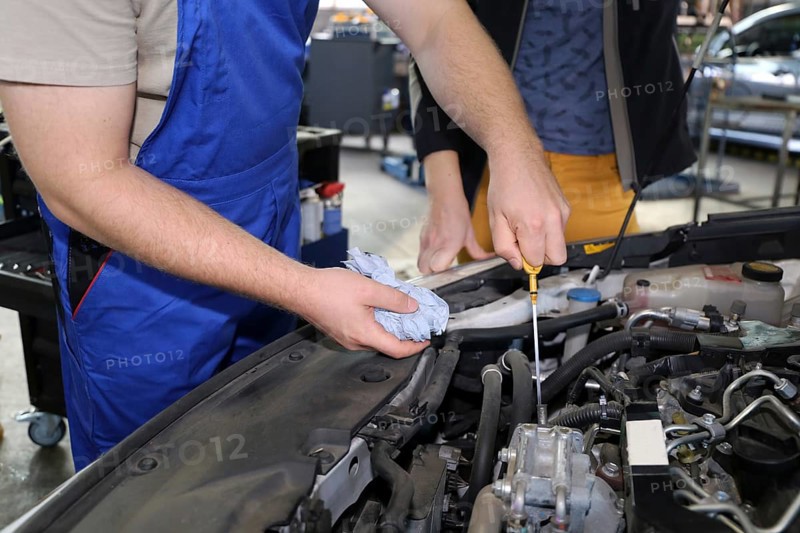 Oil change in the garage