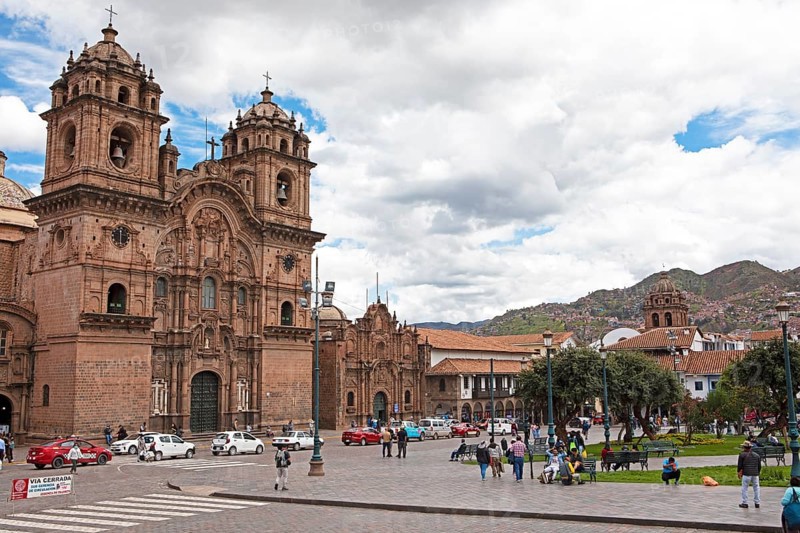 Historic Jesuit church Iglesia de la Compania de Jesus at the Plaza de Armas, historic centre, Cusco, Cusco province, Peru, South America