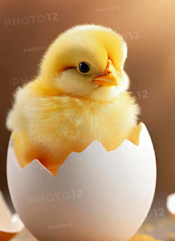 Cute little chick hatching from an egg, Easter chick, baby animal, AI generated, AI generated
