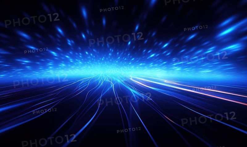 Abstract blue light rays emanating with a feeling of speed and futuristic energy AI generated