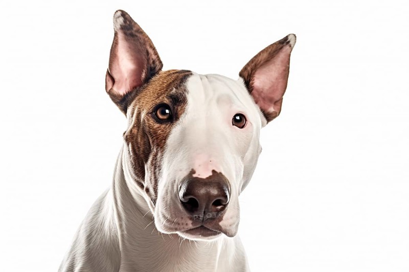 Portrait of Bull Terrier dog on white background. KI generiert, generiert AI generated