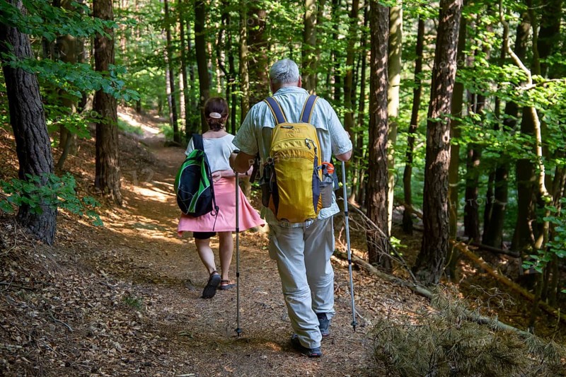 Couple hiking in the forest