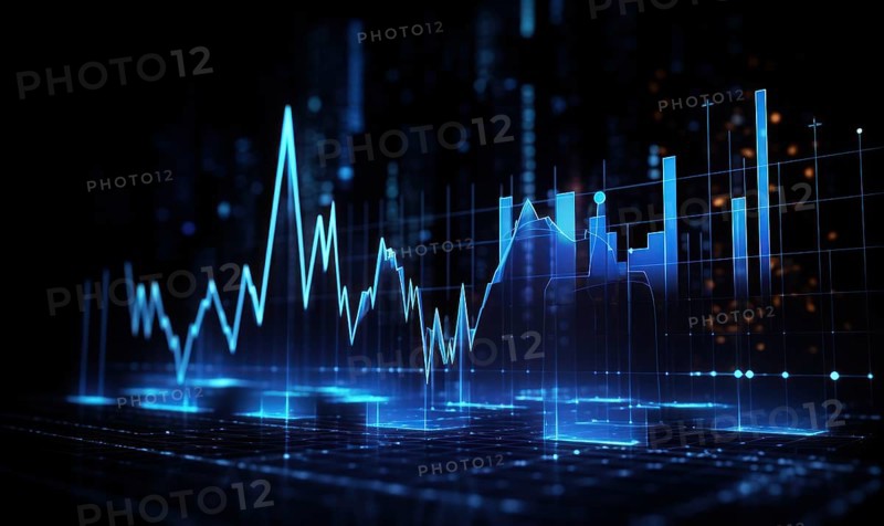 Stock market graph on digital screen. Business and financial concept AI generated