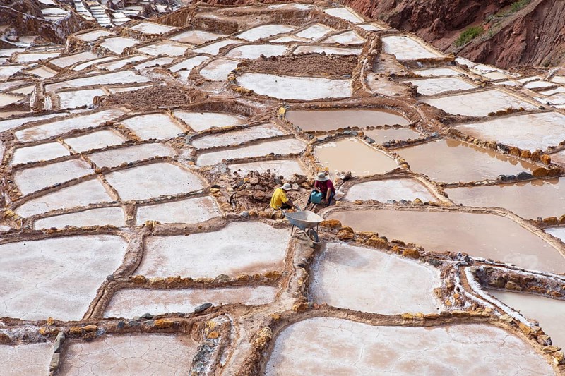 Salineras de Maras or salt mines of Maras, Cusco region, Peru, South America