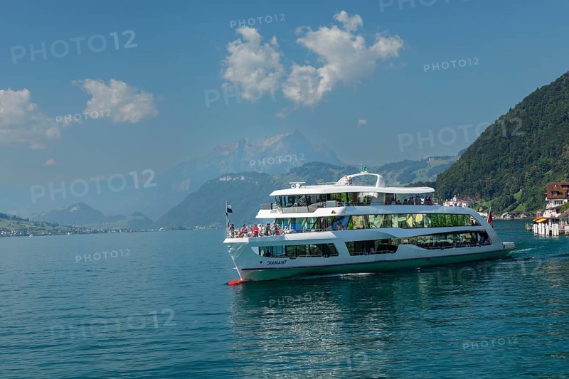 Excursion boat on Lake Lucerne, Canton of Lucerne, Switzerland, Lake Lucerne, Lucerne, Switzerland, Europe