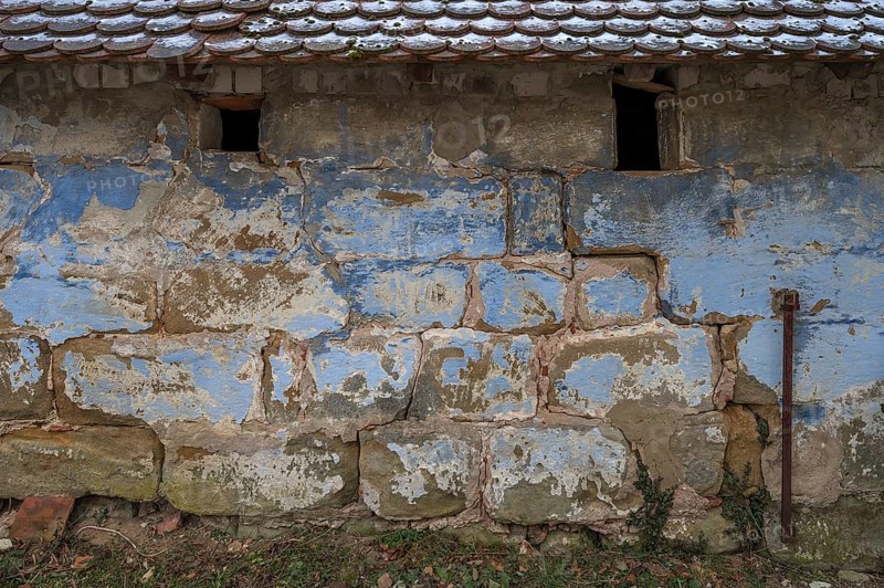 Old stone wall of a pigsty, Bavaria, Germany, Europe