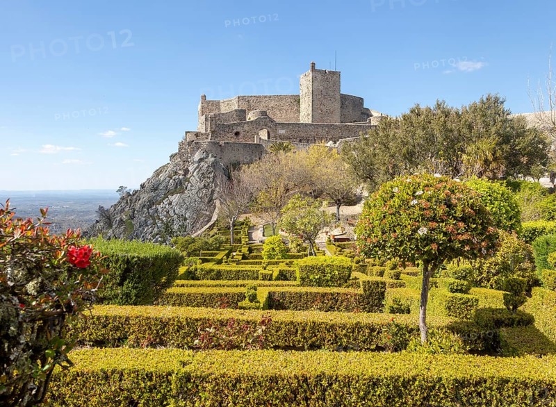 Garden of historic castle medieval village of Marvao, Portalegre district, Alto Alentejo, Portugal, Southern Europe, Europe