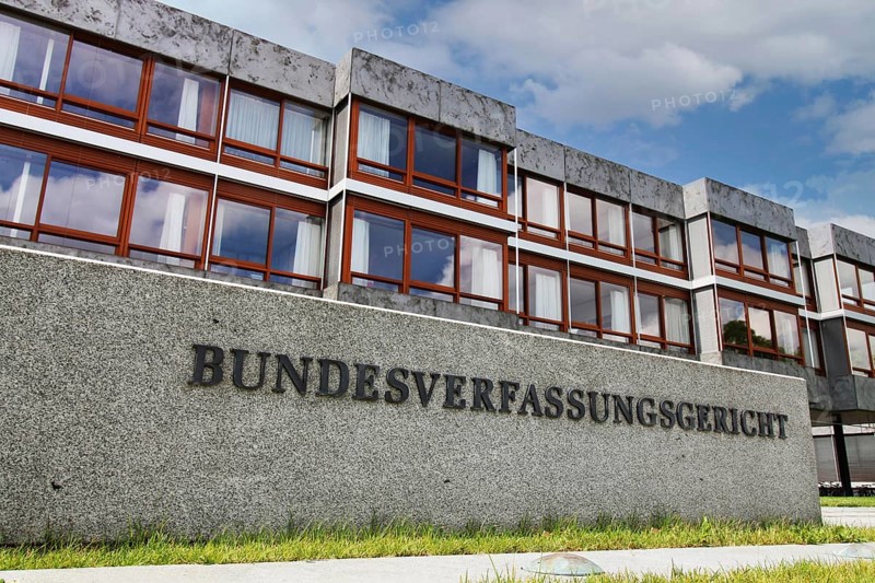 Close-up of the stone block in front of the Federal Constitutional Court in Karlsruhe